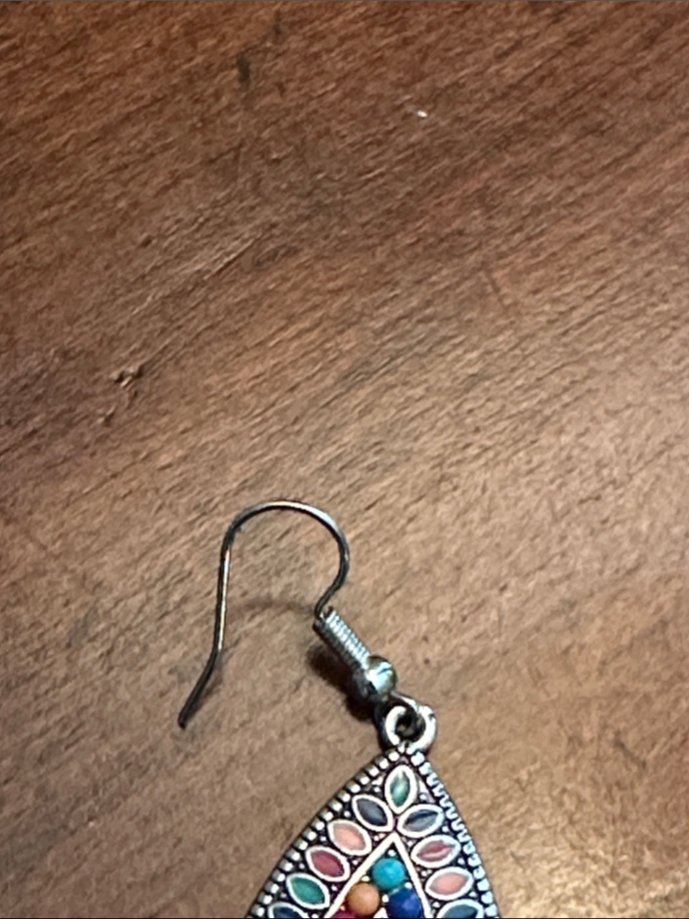Boho Teardrop Multi-Color Enamel Dangle Earrings - Picture 5 of 8